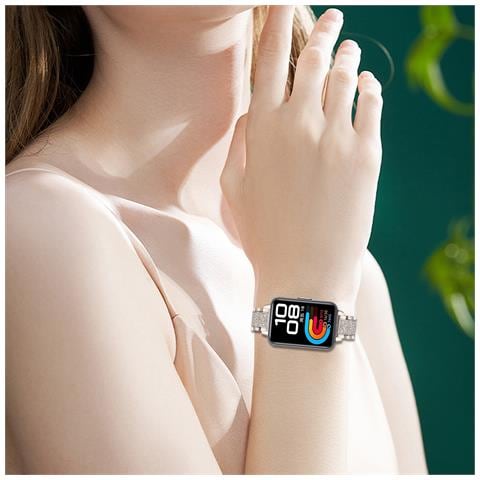 Elegante Cinturino In Acciaio Inossidabile Con Diamanti Compatibile Con Huawei Band 8/9/10 Beige - Foto 2