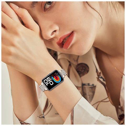 Elegante Cinturino In Acciaio Inossidabile Con Diamanti Compatibile Con Huawei Band 8/9/10 Beige - Foto 3
