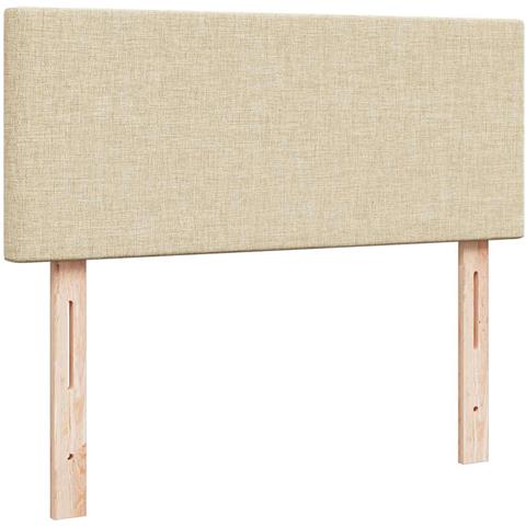 Struttura Letto Pouf con Materasso Crema 120x200 cm in Tessuto - Foto 9