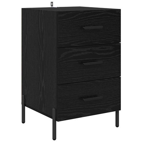 Armadio da Notte Rovere nero 40 x 40 x 66 cm Legno multistrato - Foto 1