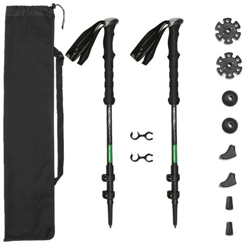 Bastoncini Da Trekking Da Coppia - Leggeri In Lega Di Alluminio Regolabili E Pieghevoli (paio) Black+green - Foto 1