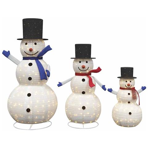 Familia di Pupazzi di Neve Natalizi 3 pcs Bianco caldo - Foto 1