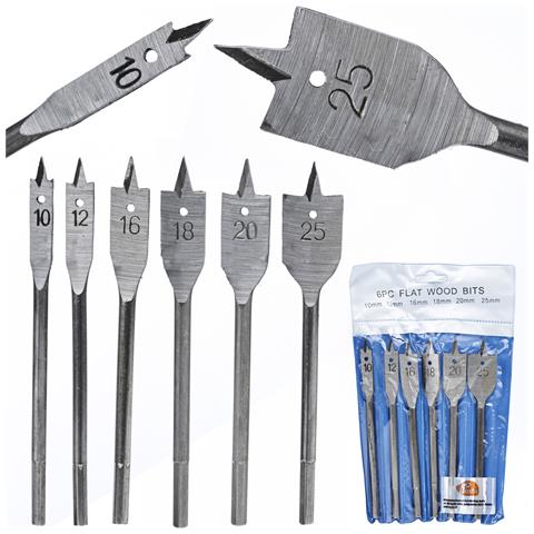 Set Di Punte Piatte Per Legno - Acciaio Al Carbonio Di Alta Qualità | Dimensioni 10-25mm | Per Legno, Plastica, Cartongesso - Foto 1