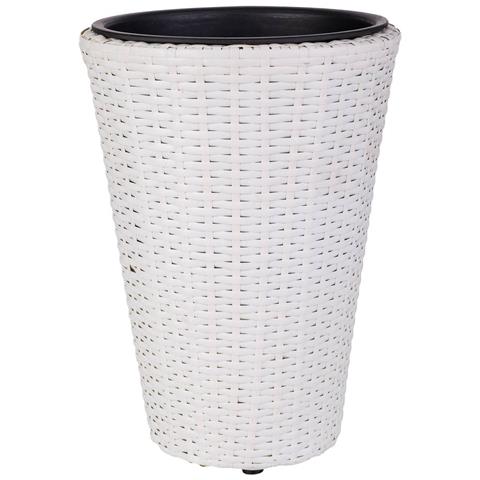 Vaso Da Fiori In Polyrattan Bianco D28x40h - Foto 1