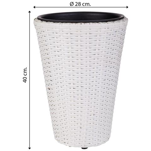 Vaso Da Fiori In Polyrattan Bianco D28x40h - Foto 6