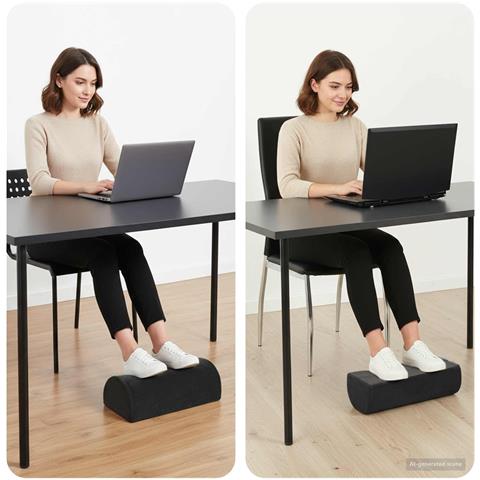 Cuscino per poggiapiedi Nero 42 x 18 x 13 cm Schiuma PU - Foto 2