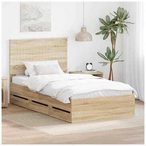 Struttura del letto con cassetto Rovere Sonoma 100 x 200 cm - Foto 2