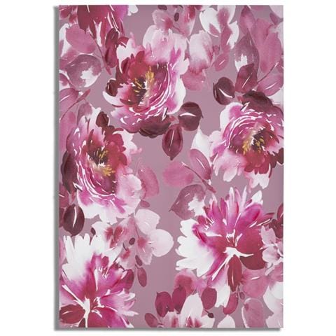 Stampa Dipinta Optic Con Fiori Rosa E Bordeaux Su Tela 80x120 Cm - Foto 1