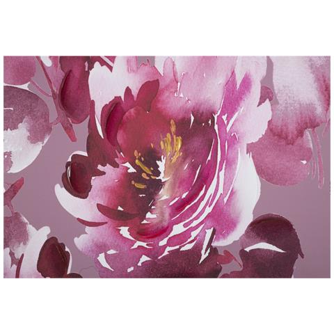 Stampa Dipinta Optic Con Fiori Rosa E Bordeaux Su Tela 80x120 Cm - Foto 2
