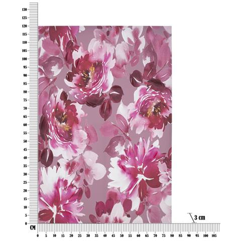 Stampa Dipinta Optic Con Fiori Rosa E Bordeaux Su Tela 80x120 Cm - Foto 6