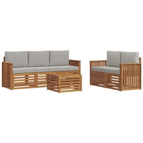 Set divani con cuscino 6 pcs Grigio Naturale e Chiaro - Foto 1