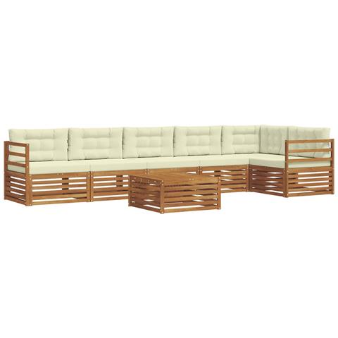 Set di divani da esterno con cuscino 7 pcs Naturale e Crema - Foto 1