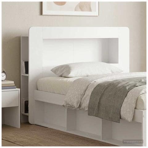 Testata del letto Bianco Lucido Legno ingegnerizzato - Foto 8