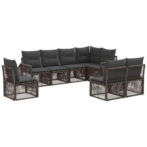 Set Divano da Giardino 8 pcs Grigio e Grigio Scuro polyrattan - Foto 1