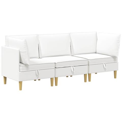 Set di divani modulari con spazio di archiviazione 3 pcs Bianco - Foto 1