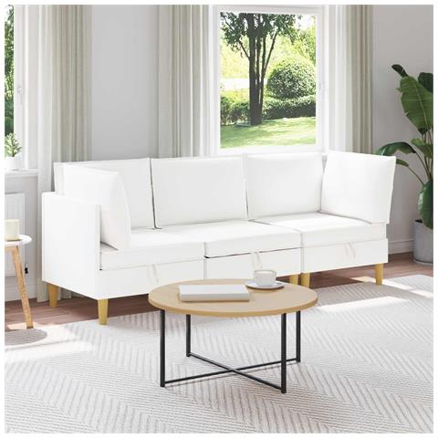 Set di divani modulari con spazio di archiviazione 3 pcs Bianco - Foto 2
