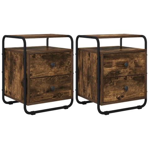 Armadio da Notte 2 pz Rovere Fumo Legno ingegnerizzato - Foto 1