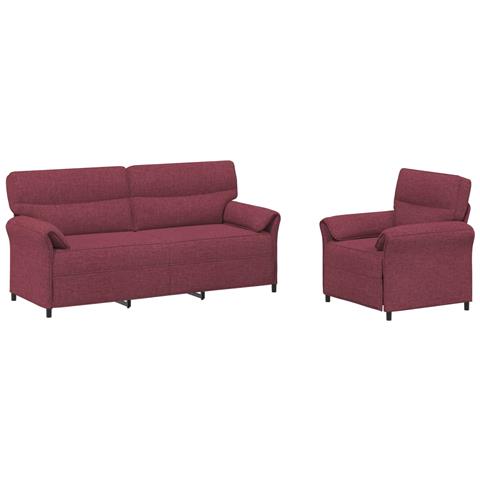 Set di divani 2 pz Rosso Vino Tessuto - Foto 1