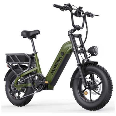 MileLink 1 Bici Elettrica con Doppia Batteria 48V 18+23Ah, pneumatici fat 16 '', lunga autonomia, portapacchi, freno idraulico a disco, Verde Militare - Foto 1