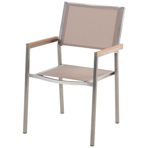 Set Di Tavolo E 8 Sedie Da Giardino In Acciaio, Granito E Fibra Tessile Beige - Grigio Lucido - 220cm - Grosseto - Foto 30