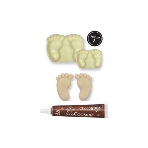 Stampi Per Dolci X 2 Piedi Del Bambino + Penna Alimentare Al Cioccolato - Foto 1