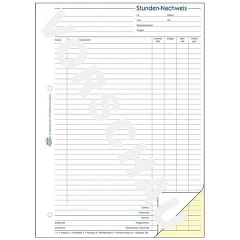 Zweckform Formularbuch ""stunden-nachweis"", Sd, A4 - Fr Den Markt: D - L - A - Ch (1773)  - Foto 3