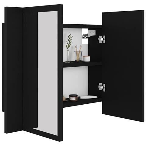 Armadietto a Specchio con Luci LED Nero 60x12x45 cm in Acrilico - Foto 2