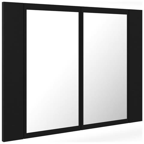 Armadietto a Specchio con Luci LED Nero 60x12x45 cm in Acrilico - Foto 1