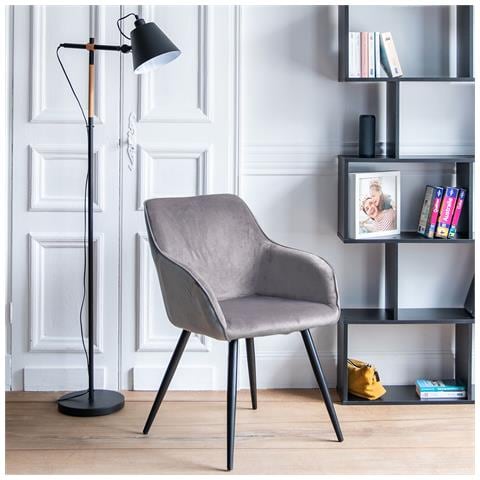 Sedia Vintage Gisele In Velluto Grigio - Foto 10