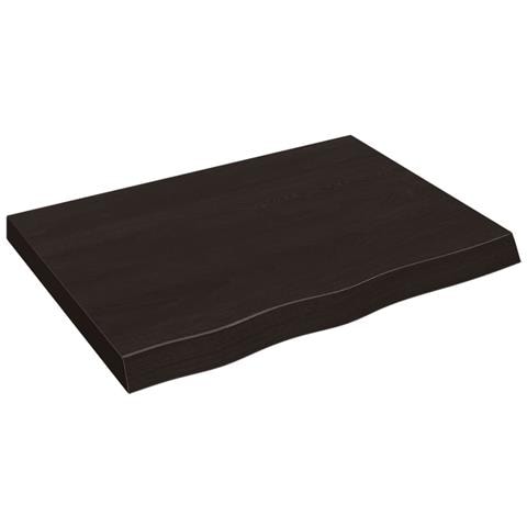 Piano Bagno Marrone Scuro 80x60x (2-6) cm Legno Massello Trattato - Foto 1