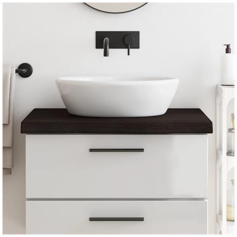 Piano Bagno Marrone Scuro 80x60x (2-6) cm Legno Massello Trattato - Foto 9
