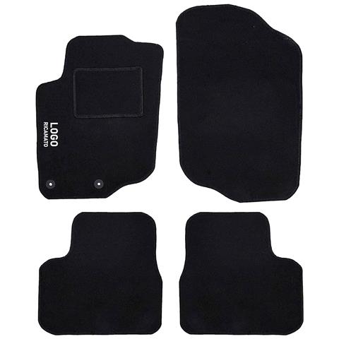 Tappetini Auto Compatibili Per 207 | Tappeti Sagomati | In Moquette Nera | Logo Ricamato Battitacco E 2 Clip Di Fissaggio | Accessori Interni - Foto 1