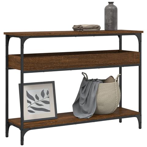 Tavolo Consolle Ripiano Rovere Marrone 100x29x75cm Multistrato - Foto 1