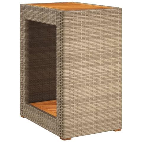 Tavolino Da Giardino Piano Legno Beige 60x40x75 Cm Polyrattan - Foto 2