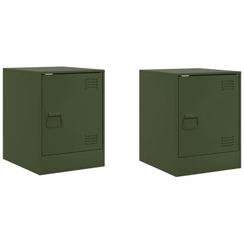Comodini 2 pz Verde Oliva 34,5x39x44 cm in Acciaio - Foto 1