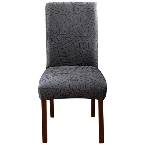Coprisedie Elasticizzate Per Sala Da Pranzo, Morbida Protezione Per Sedia Jacquard A Foglia Darkgrey - Foto 1