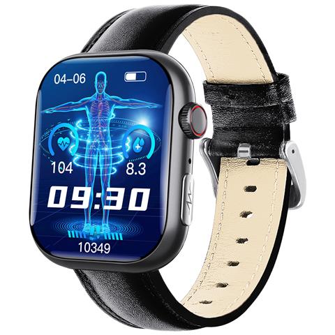 Orologio Ecg Intelligente Con Cardiofrequenzimetro, Fitness Tracker, Con Più Modalità Sportive Black Leather Strap - Foto 10