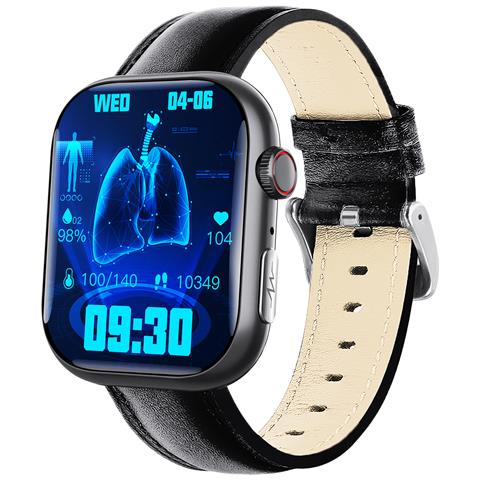 Orologio Ecg Intelligente Con Cardiofrequenzimetro, Fitness Tracker, Con Più Modalità Sportive Black Leather Strap - Foto 1