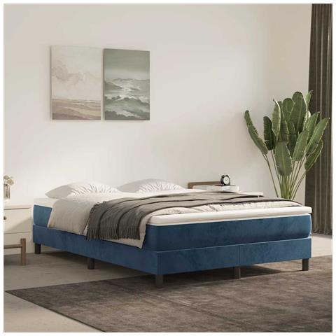 Materasso A Molle Blu Scuro 140x210x20 Cm In Velluto - Foto 1