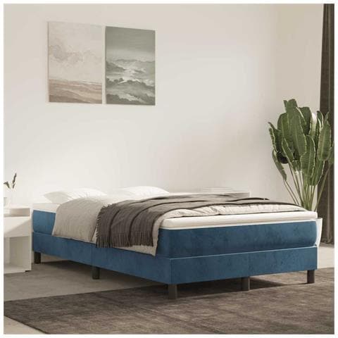 Materasso A Molle Blu Scuro 120x220x20 Cm In Velluto - Foto 1