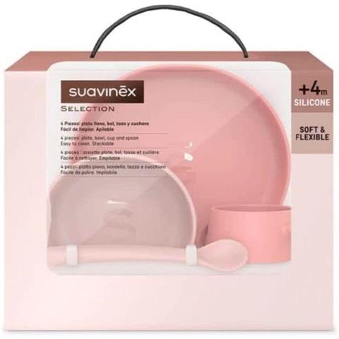 Suavinex Selection Set Svezzamento Silicone Rosa 4M+ 4Pz - Foto 1