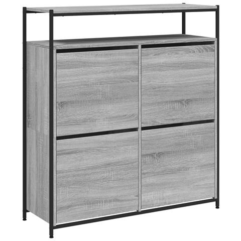 Scarpiera 4 Cassetti Ribaltabili Grigio Sonoma 100x34x112 Cm - Foto 1