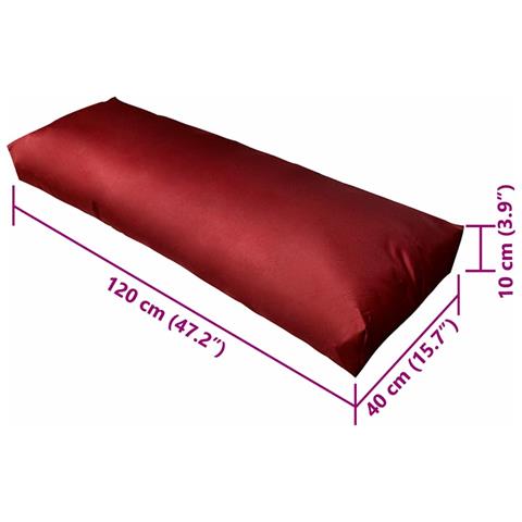 Cuscino Di Appoggio Imbottito Rosso Vino 120 X 40 X 10 Cm - Foto 4