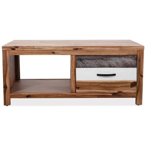 Tavolino Da Salotto In Legno Massello D'acacia 90x50x37,5 Cm - Foto 1