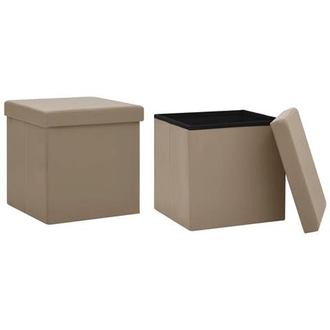 Lusso Casadino -  Sgabelli Con Contenitore Pieghevoli 2 Pz Cappuccino In Pvc - Foto 1