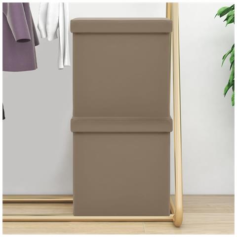 Lusso Casadino -  Sgabelli Con Contenitore Pieghevoli 2 Pz Cappuccino In Pvc - Foto 8