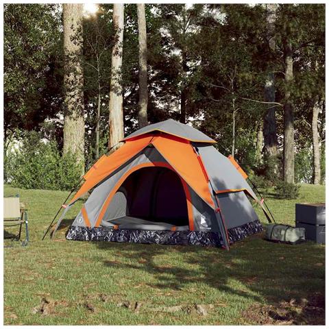 Tenda a Cupola 3 Persone Grigio e Arancione a Rilascio Rapido - Foto 2