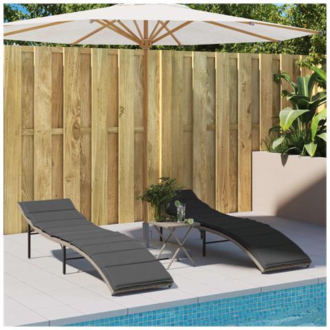 Lettini Prendisole 2 pz con Cuscini Grigio Chiaro in Polyrattan - Foto 2