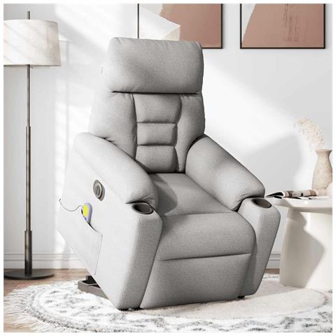 Poltrona Alzapersona Massaggi Elettrica Grigio Nuvola Tessuto - Foto 2