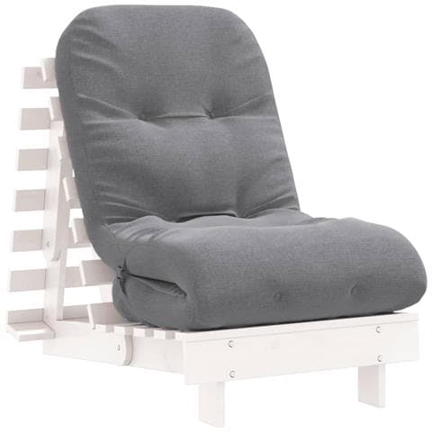 Divano Letto Futon con Materasso Bianco 60x206x11cm Legno Pino - Foto 1